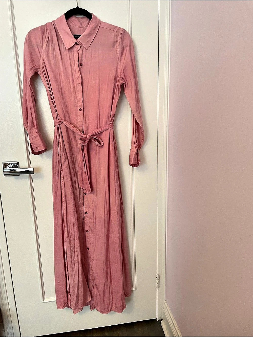 Banana Republic Maxi Shirt Dress in Pink Size Small